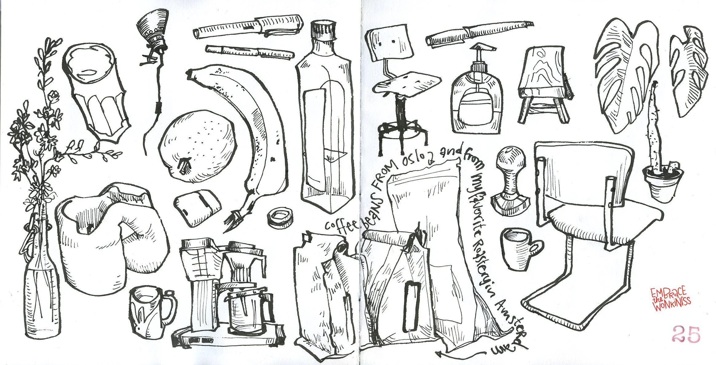 Sketches of real-life objects
